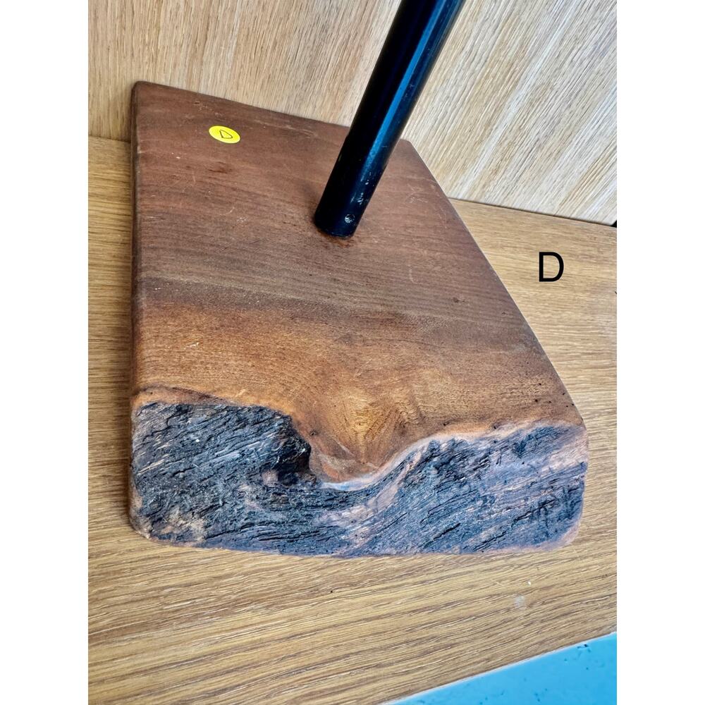 “D” Custom Steel & Wood Retail Display Stand – Adjustable Height Live Edge Base